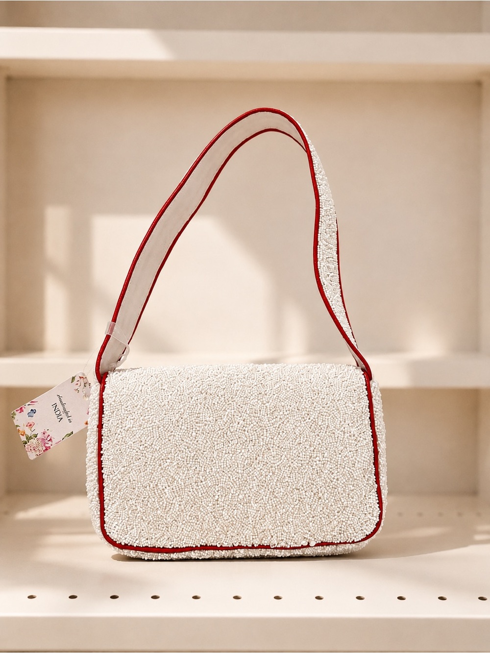 🍅 Handcrafted in India Beaded Tomato Viral Shoulder Bag - Picture 2 of 3